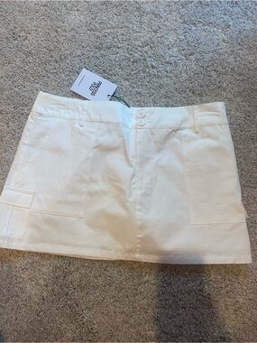 Princess Polly Cream Mini Skirt with Tag Detail